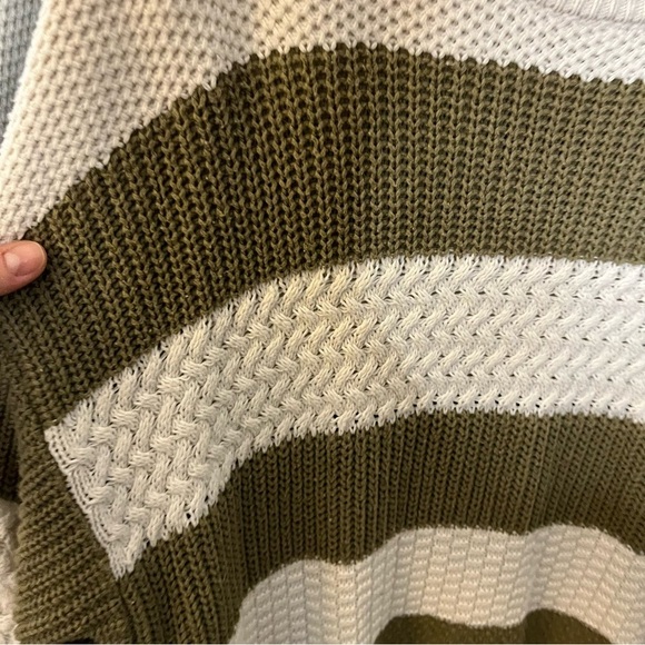 🫶 A New Day Olive & Cream Chunky Knit Slouch Sweater Sz XL | Cozy Knit Sweater - Picture 4 of 6